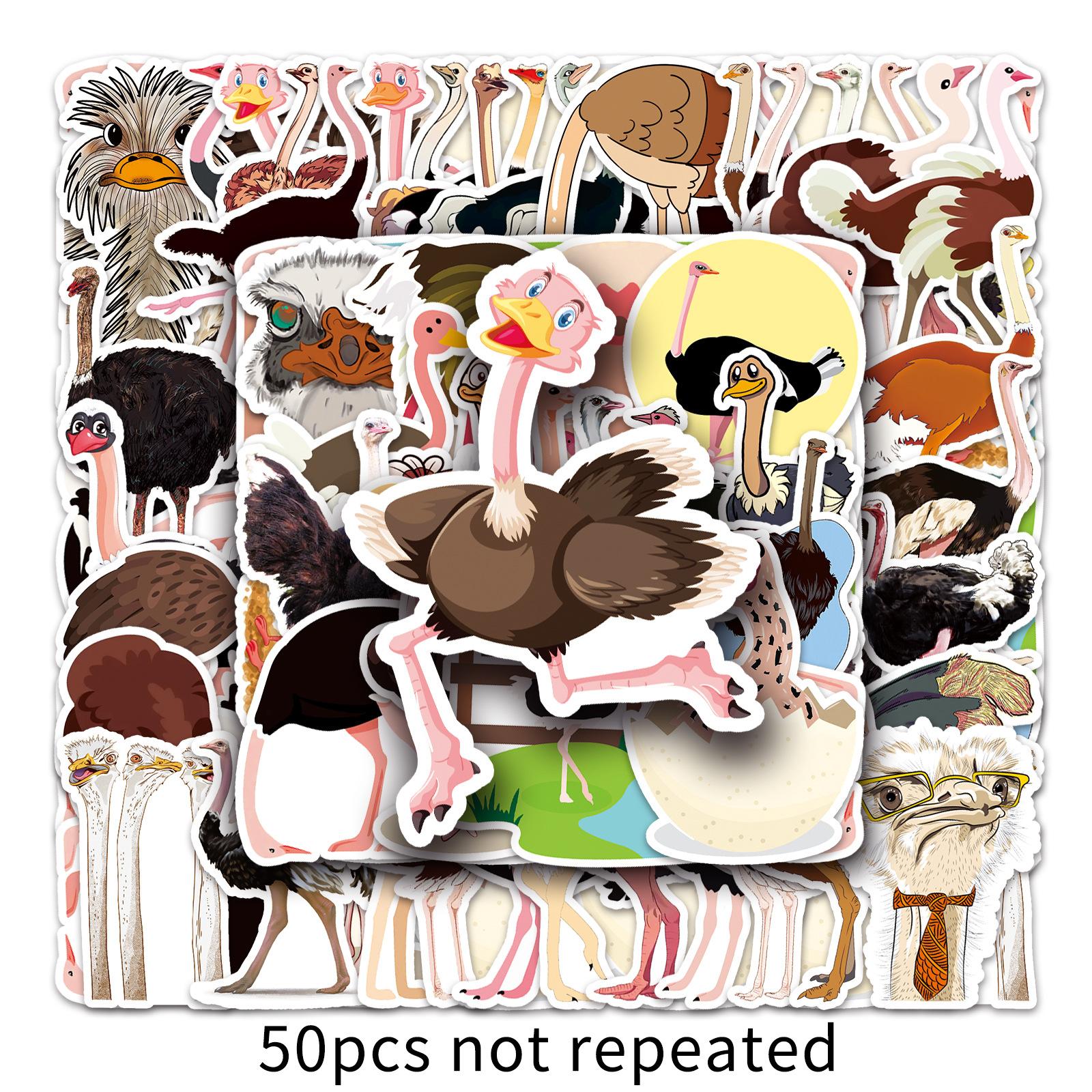

50 Ostrich Doodle Personality Cartoon Cute Animal DIY Water Cup Mobile Phone Case Suitcase Sticker Waterproof