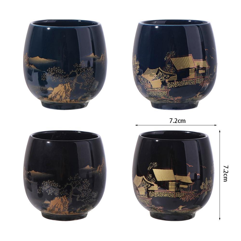 2pcs Teaware Japanese-style Ceramic Teacup with Glaze Retro Simple Master Mug 180ml Smooth Surface Kung Fu Tea Cup Office