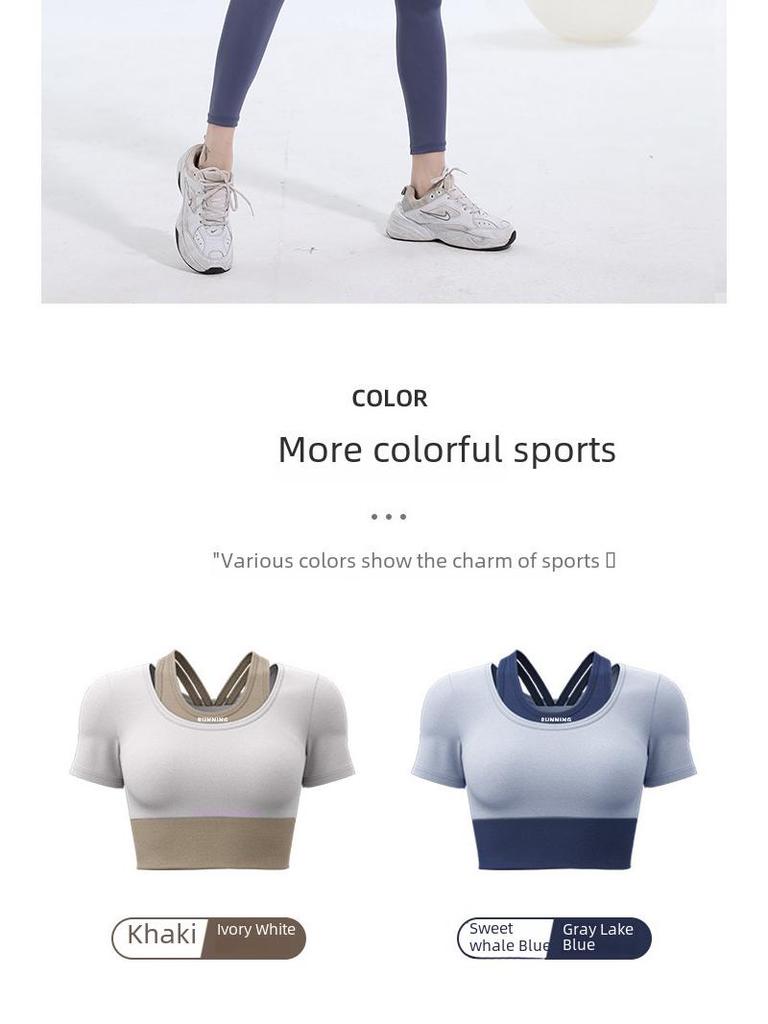 New Color Match Quick-Dry Bra-Free Yoga & Pilates Fitness Suit - Women's Short-Sleeved Two-Piece