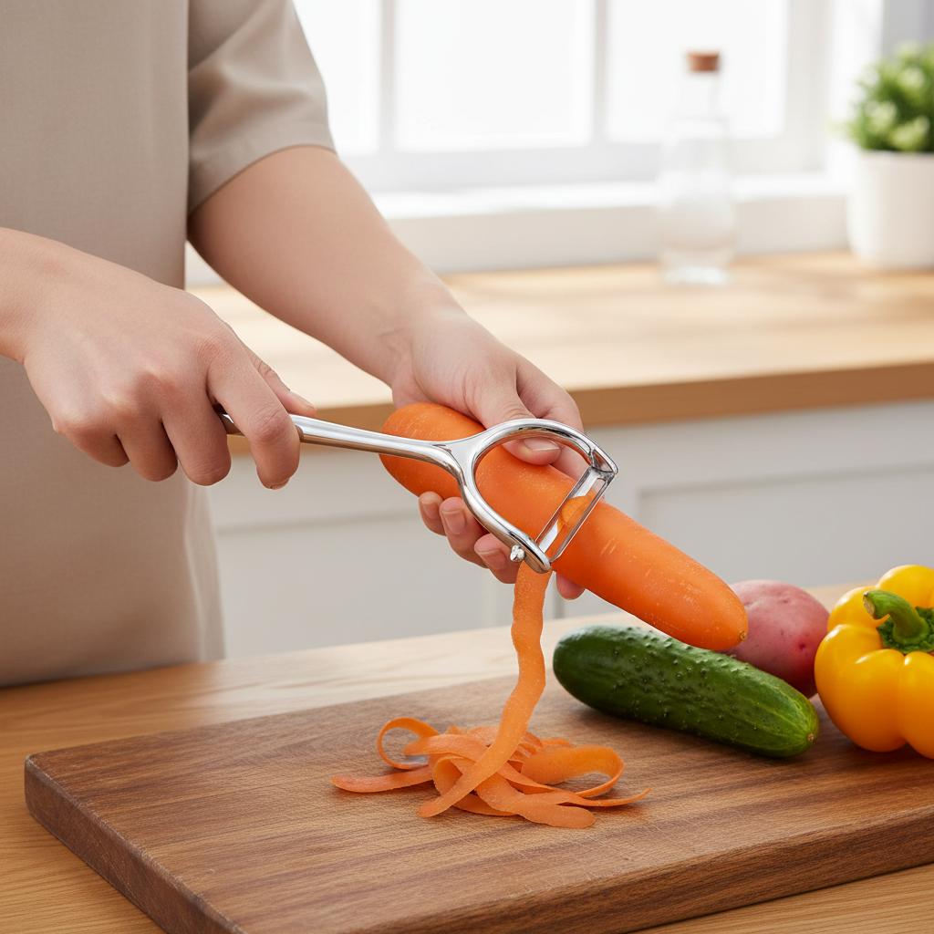 Vegetable Peeler with Plastic Handle and Stainless Steel Blade for Potato Apple Carrot