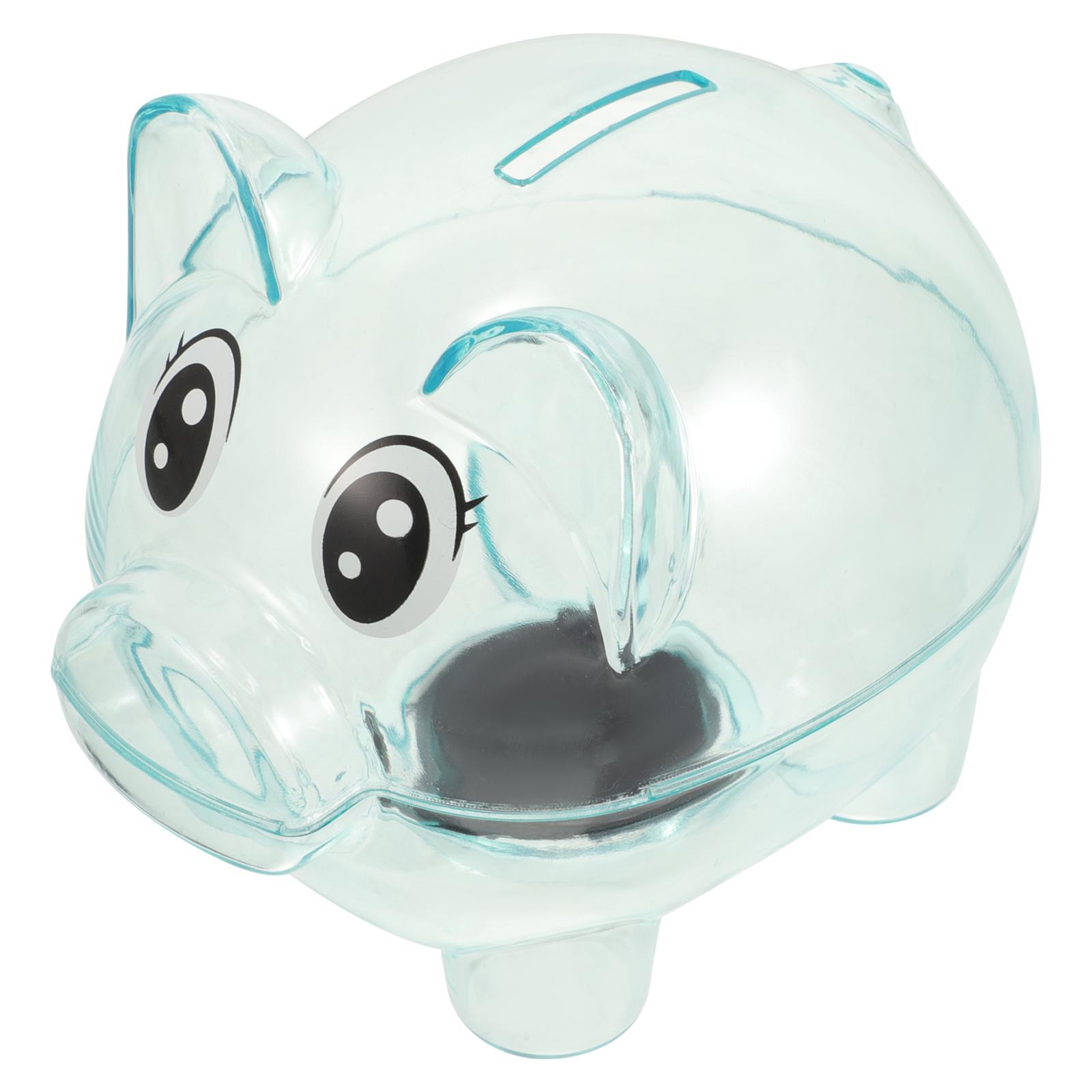 

Копилка пластиковая прозрачная коробка для сбережений денег в форме мультяшной свиньи Копилка для монет для детей Подарок(синий)