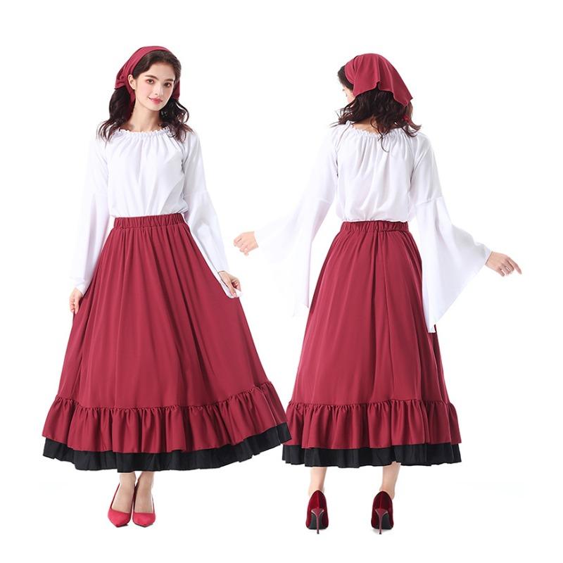 Adult Women Grassland Colony Dress Renaissance Victorian Medieval Dress Gown Halloween Cosplay Costumes Role Play Outfit