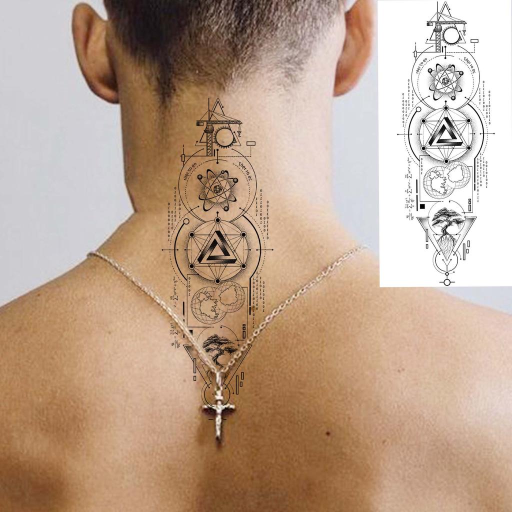 1 Vel Dieren in de Boom Geometrisch Tijdelijke Tatoeages Voor Vrouwen Mannen Arm Nek Onderarm Nep Tatoeage Sticker Lang Blijvend Realistisch Tatoeages