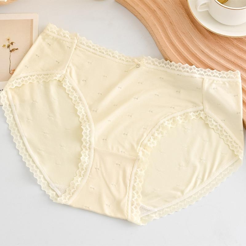 Beautiful and Cute Underwear Bow Comfortable Underwear Mid Waist Women's Cotton Underwear Elastic Breathable Underwear