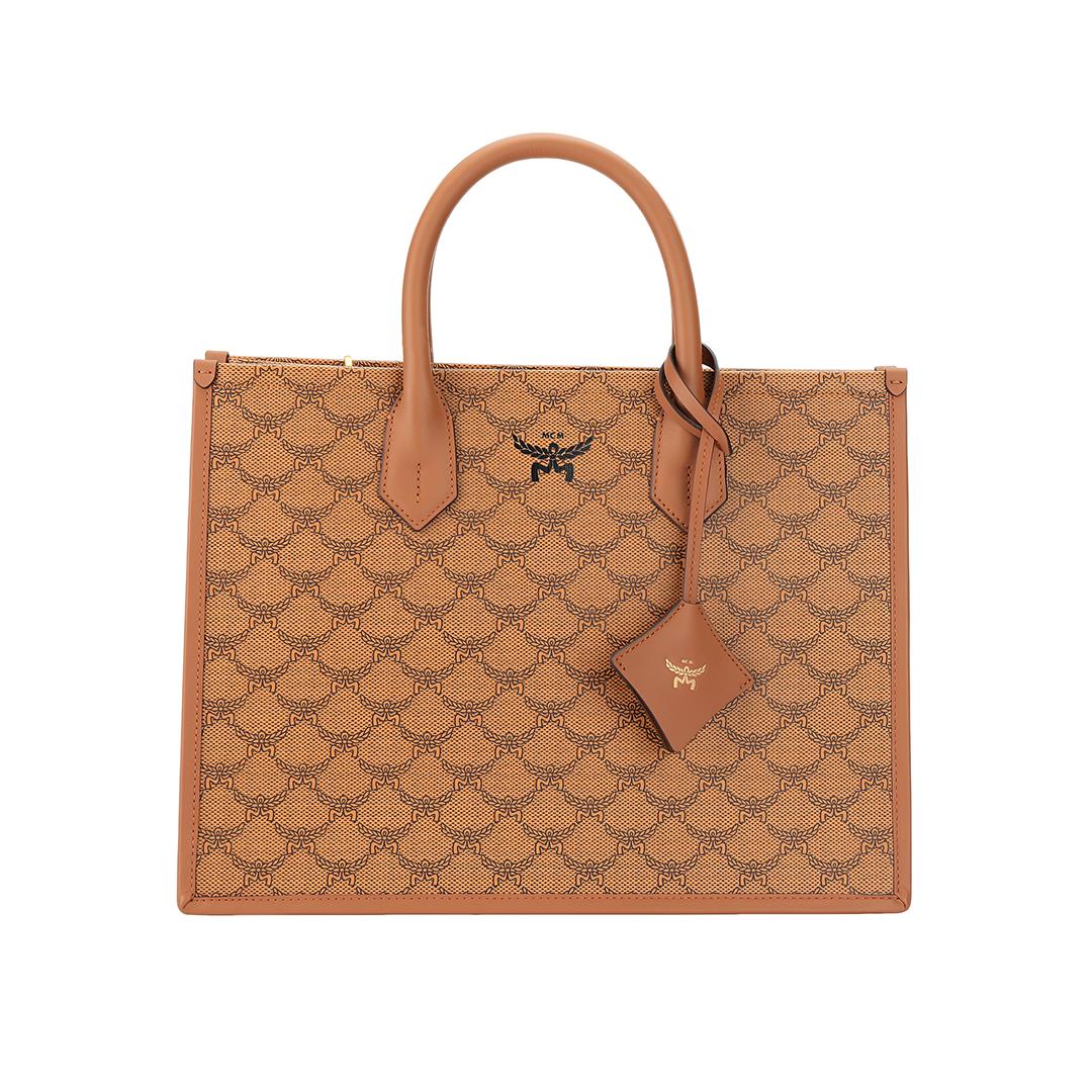 

MCM All Over Print Design Leather And Canvas Tote Bag Shopping Bag Shoulder Crossbody Handbag Medium Women tote bags Brown MWTESAC02CO001 Basic Set (Bag+Dust Bag)