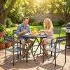 Foldable Round Garden Table for 4, Outdoor Dining Table with HDPE Tabletop and Steel Frame, 80 x 80 x 73 cm, Dark Grey