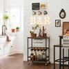 VASAGLE LRC087B01 Kitchen Trolley on Wheels with Shelves Glass and Bottle Holders 60 x 40 x 75 cm Industrial Design Vintage Brown/Black