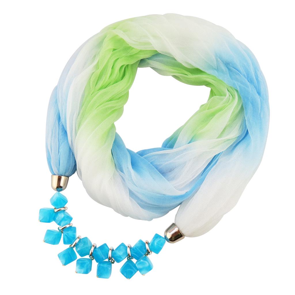 Summer Sunscreen Scarf Gradient Silk Scarf Scarf Resin Necklace Pendant Women's Jewelry Scarf