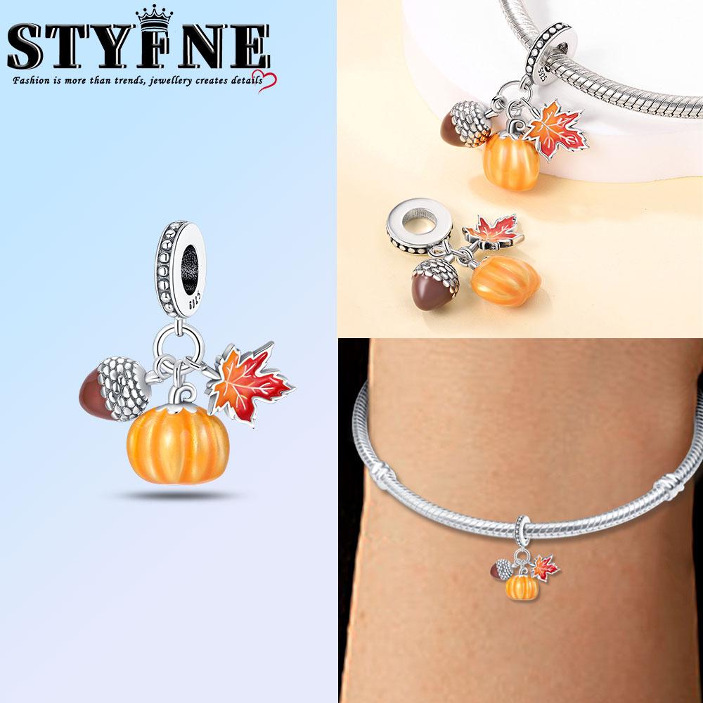 New In Harvest Season Pumpkin Charms Beads Fits Original Bracelet Copper Women Necklace Diy Charms Fine Jewelry Gifts