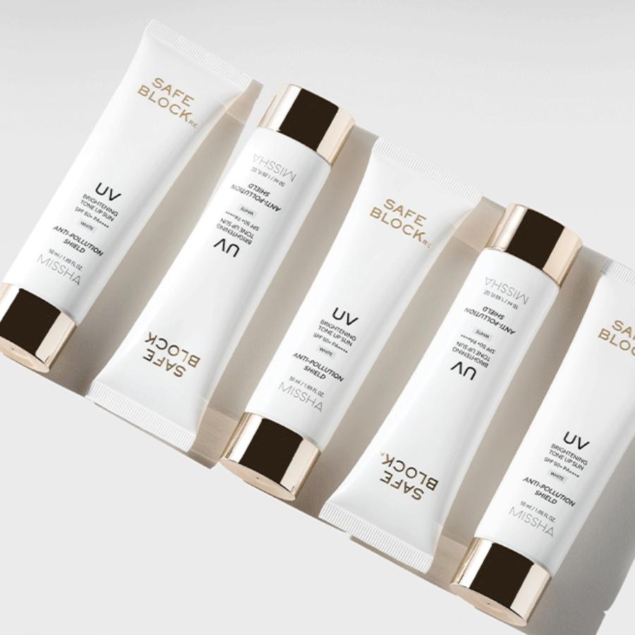 MISSHA Safe Block RX Crème Solaire Éclaircissante Tonifiante SPF50+ PA++++ 50ml Protection UV Quotidienne + Amplificateur d'Éclat