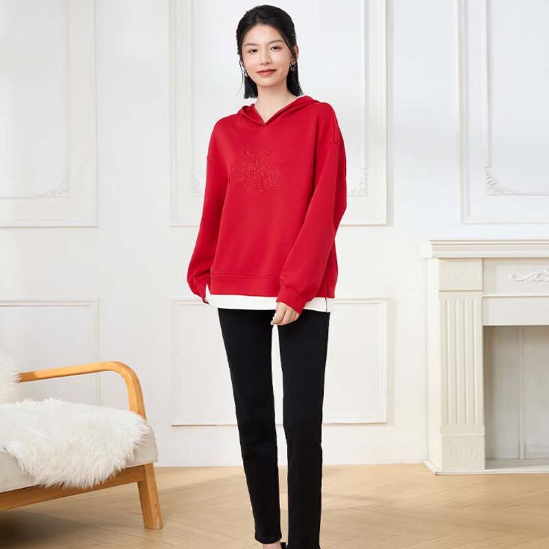 JESSIE Women's Hooded Spliced Hem Sweatshirt DPFFT082