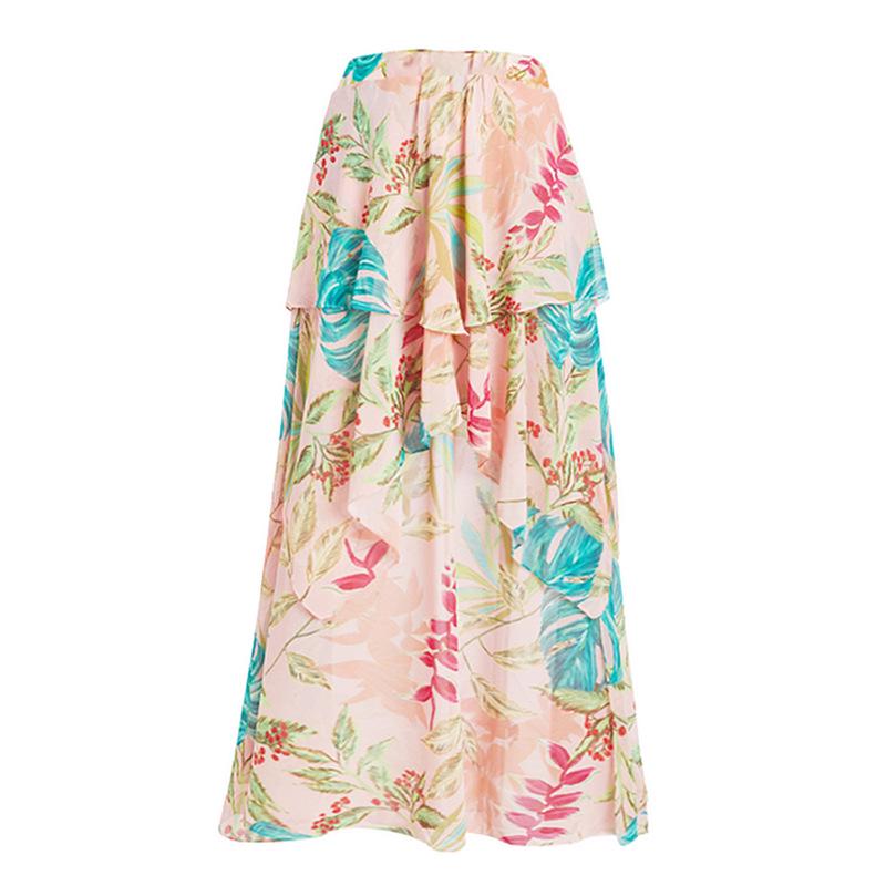 

Европейский и американский праздничный стиль, двухкомпонентный образ, юбка миди с принтом, повседневное пляжное платье для женщин S розовый