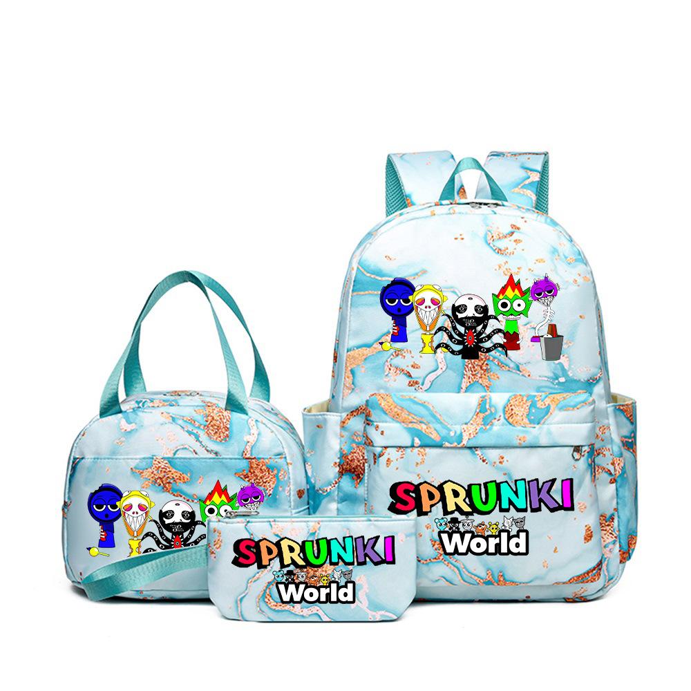 Rhythm Box Music Game Heat Transfer Backpack Sprunki Primary and Secondary School Students Children's Cute Schoolbag Three-piece Set