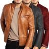 European & American Men's PU Leather Motorcycle Jacket - Stand Collar Punk Style for Teens & Adults.