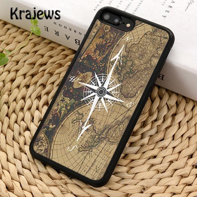 Krajews Compass Wanderlust Vintage Map Phone Case For iPhone 14 5 SE 6s 7 8 Plus X XR XS 11 12 13 Pro Max Samsung S21 S22 Ultra
