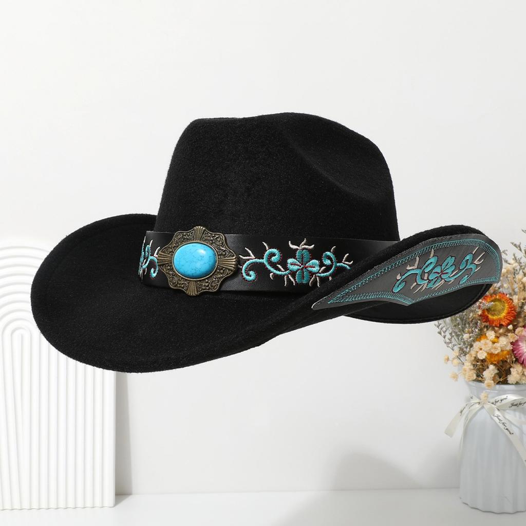Solid color high-quality woolen hat ethnic style Tibetan men and women versatile travel sunshade top hat Western tide