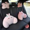 1 Set Auto Interior Decoration Car Headrest Neck Pillows Cute Cartoon Plush Waist Pillow Back Cushion Diy Accessories