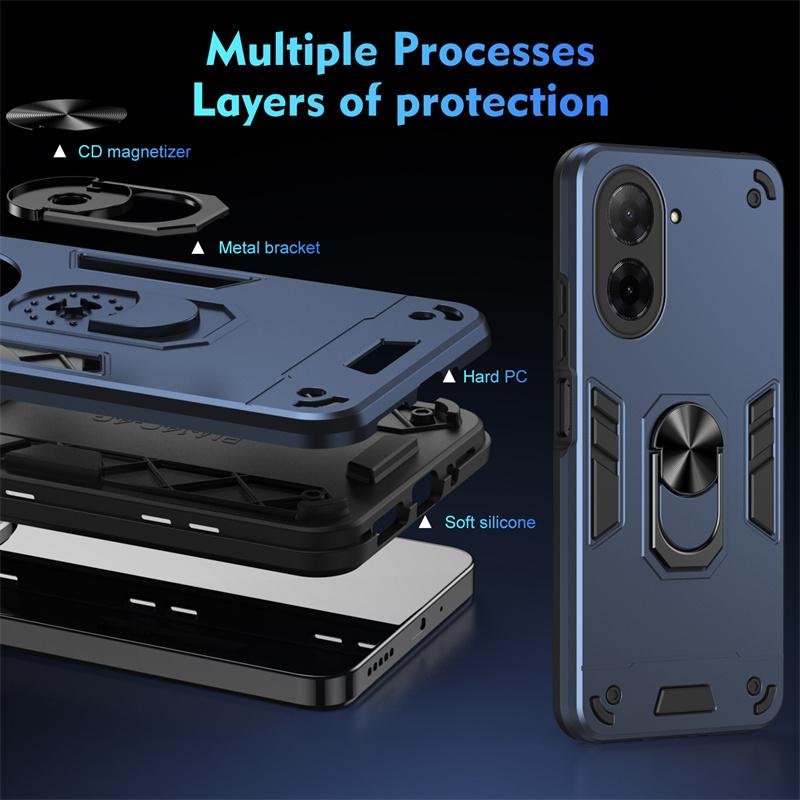 Armor Funda For Xiaomi Poco C71 4G Case Magnetic Holder Ring Armor Cases For Poko Little C71 C 71 PocoC71 4G Lens Protect Cover