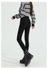 Tall Women's High-Waisted Plus Velvet Skinny Black Pants - Autumn/Winter 2025