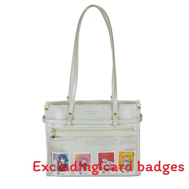 

Minimalist Pu Dualcolor Backpack With Cute Transparent Bagtags For Daily Use