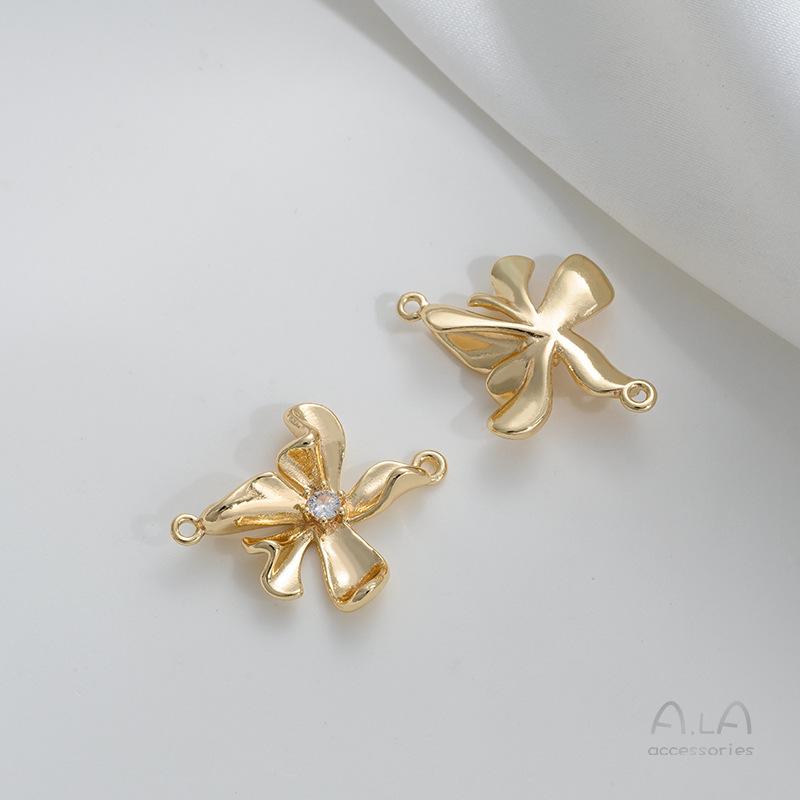 

Кулон-подвеска в виде розы с бантом, с сохраняющим цвет покрытием из золота 14 карат, для изготовления украшений своими руками