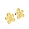 European and American exaggerated personality pleated texture flower titanium steel stud earrings, retro design sense gold five-petaled flower 