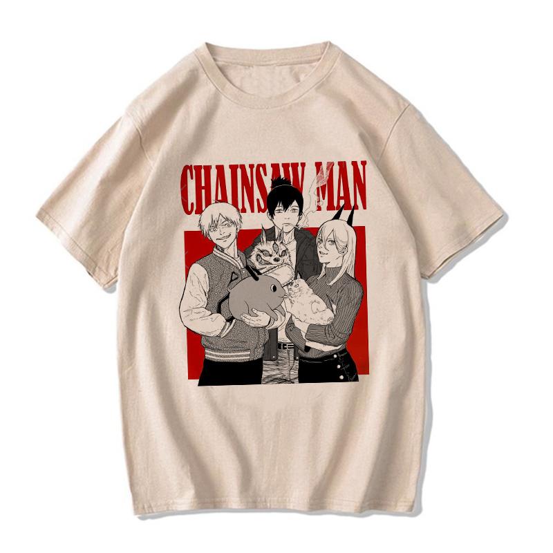 Chainsaw Unisex T Shirt Unisex EU Unisexga Cartoon Pochita Tshirt Japanese Anime Makima Harajuku Graphic Tees Clothing Tops Tshirt