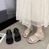 Fashion Fashion Slippers for Women Summer Thick-soled Slippers Outdoor Casual Beach Sandals for Women Wedge Heel High-heeled Sandalias
