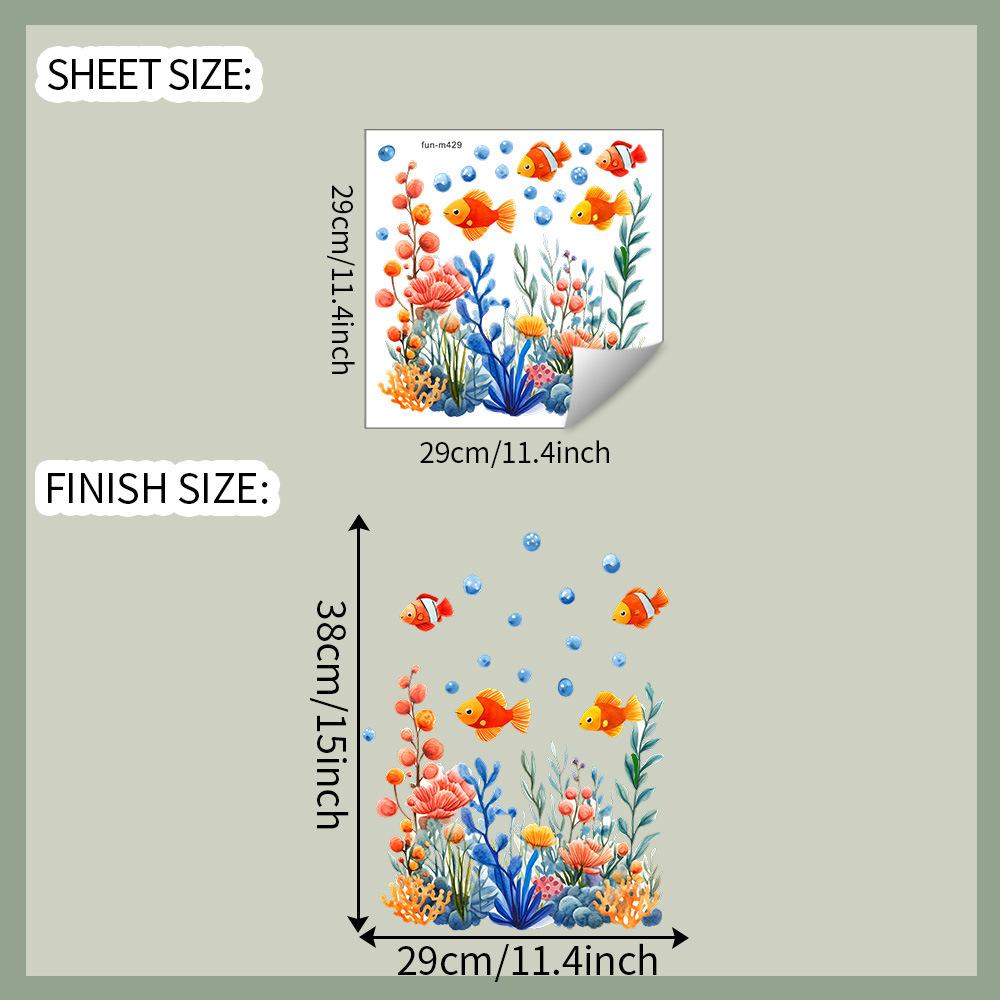 

Підводні Корали Водні Рослини, Золота Рибка Ванна Туалет та Туалетні Наклейки для Прикраси та Декору fun-m429