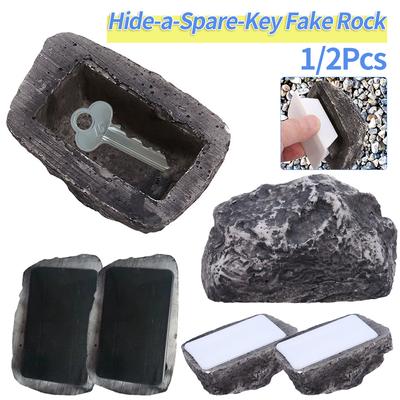 1/2Pcs Creative Fashionable Fake Stone Novelty Stone Storage Resin Key Box Simulated Stone Spare Key Storage Garden Yard Hidden