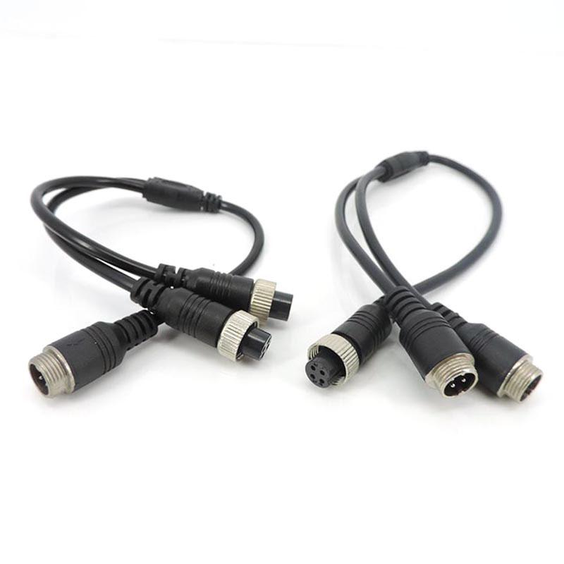 M12 4Pin Aviation Head To Male Female To 2 Way Male Female Aviation Head Wire Extension Y Splitter Cable Adapter Connector