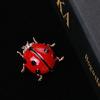 Blucome Fashion Insects Cute Red Ladybug Enamel Brooches for Women Alloy Rhinestone Banquet Party Wedding Pin