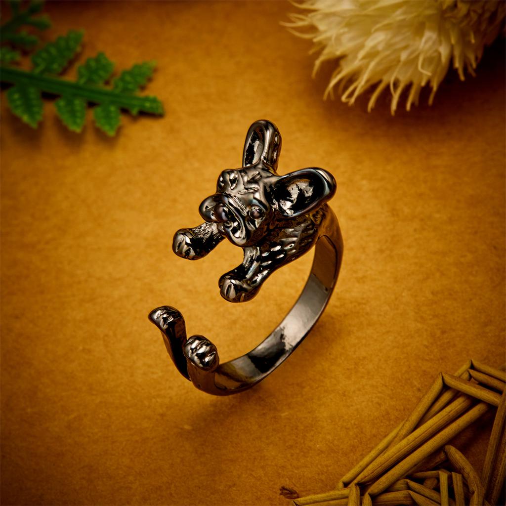 Fashion Vintage Dog Opening Rings For Women Minimalist Retro Cartoon Dog Animal Finger Ring Trendy Luxury Party Jewelry Gifts