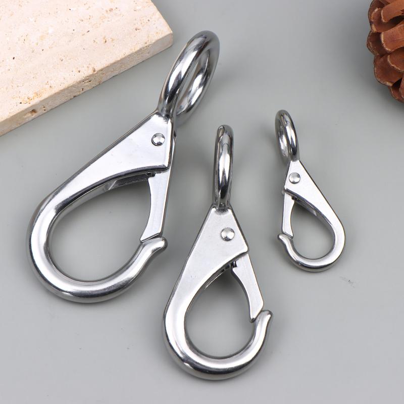 Heavy Duty Stainless Steel 304 Spring Snap Hook Rigid Loaded Fixed Eye Clip Carabiner Universal Marine Boats Clip Dock Hardware