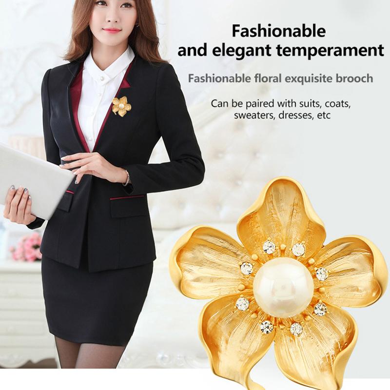 European And American Retro Alloy Flower Set With Pearl Brooch Chest Flower