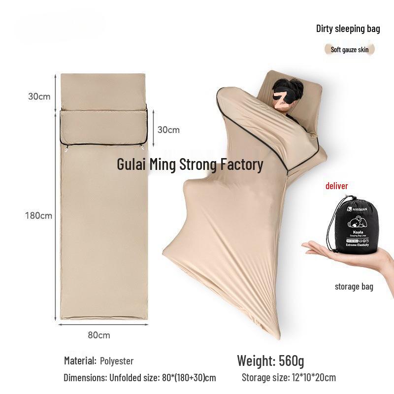Portable High Elasticity Stain-proof Sleeping Bag Liner for Camping and Travel