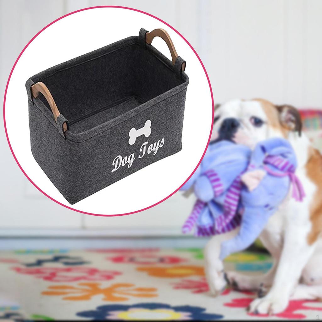 Collapsible Pet Toy Storage Box with Handles, Large Capacity for Dog Supplies