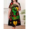 Retro Women's Summer Short Sleeve Round Neck Dress, 3D African Girl Print Casual Dress
