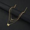 3Pcs/Set Bowknot Beads Pendant Necklace for Women Elegant Gold Color Multilayer Necklaces Sets Fashion Summer Waterproof Jewelry