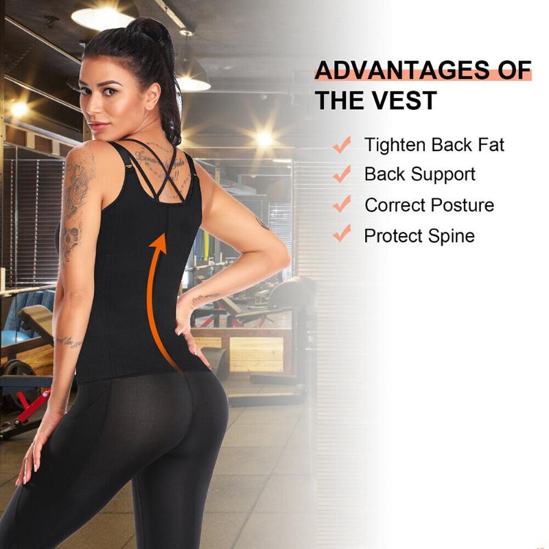 Waist Trainer Vest for Women Zipper Corset Body Shaper Tummy Control Cincher Tank Top Compression Shirt with Adjustable Straps