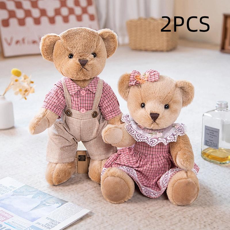 Double Plush Toy with Movable Joints Designed Cute Bear Cozy Home Decoration Perfect Toy for Little Girls And a Lovely Valentine
