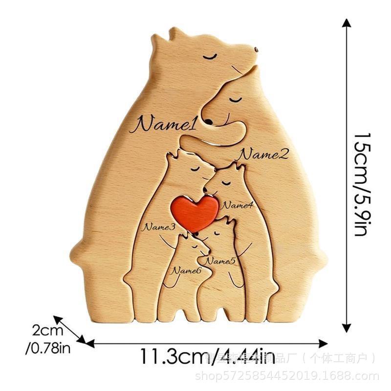 Wooden Puzzle Mother Bear Cub Set DIY Craft Decor Mother's Day Gift