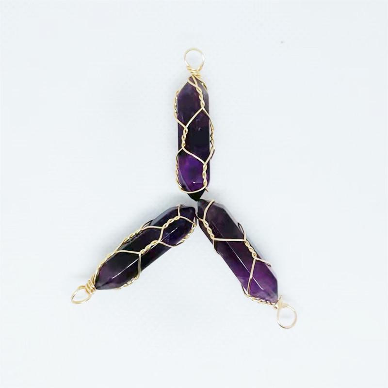 Hexagonal Double-Ended Crystal Pendant DIY Jewelry Accessory
