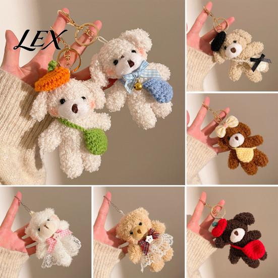 Party Favors for Kids Plush Bear Charm Keychain, Cute Puppy Bag with Durable Key Holder Girls Crocheted Accessories, Stuffed Animal Pendant