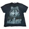 Vintage Wild Wolf T-shirt Graphic Print Wildlife Y2K 90s Black Mens