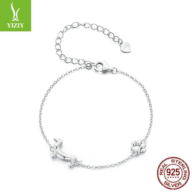 Dachshund Dog Bracelet Female, Simple And Cute Animal Dog S925 Sterling Silver Bracelet Jewelry