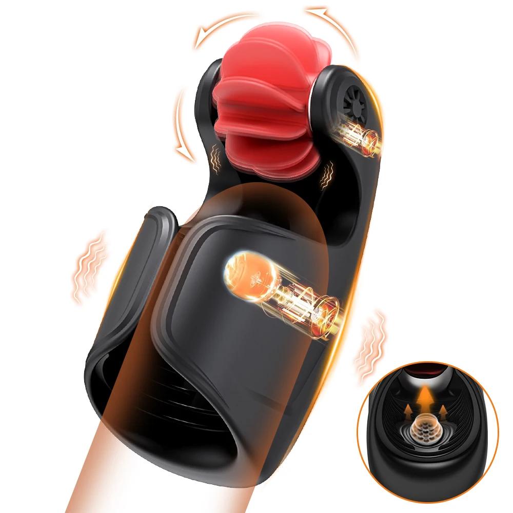 Glan Trainer Vibrator Sex Toys for Men Orgasm Male Masturbator Rotating Tongue-Licking Penis Trainer Masturbator Adult Products