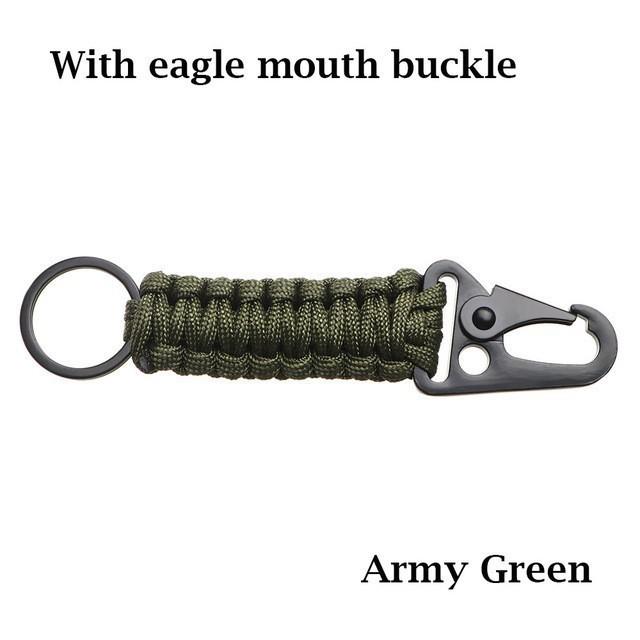 Emergency Carabiner Keychain, Outdoor Paracord Beetle Key Ring, Handmade Climbing Gear for Hiking Survival Kit, Eagle Hook Accessories