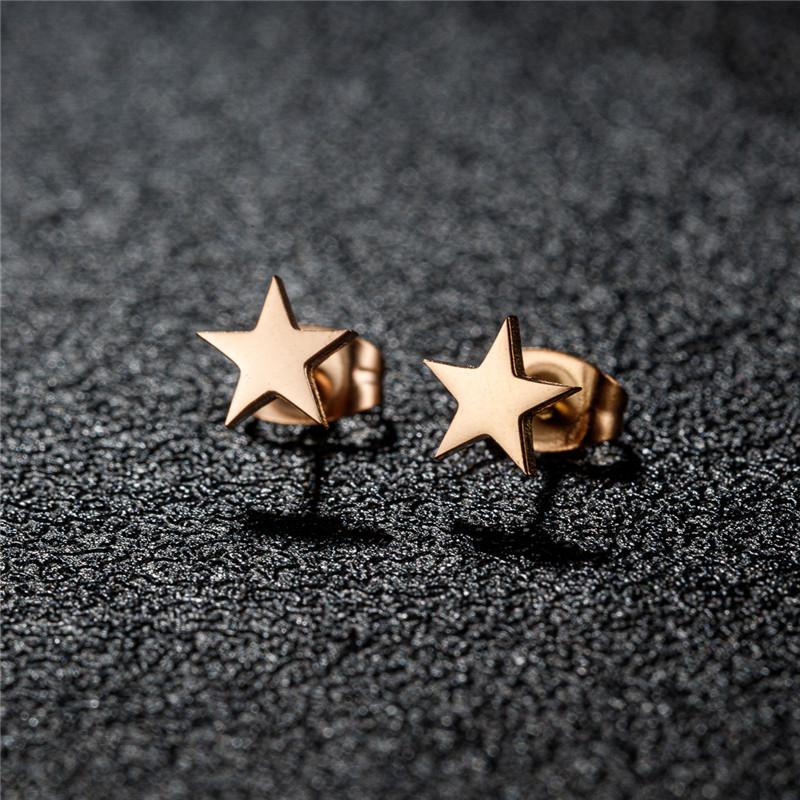 Big Star Earings Punk Stud Earrings Women Minimalist Jewelry Rose Gold Color Stainless Steel Earrings 2024 Piercing Accessories