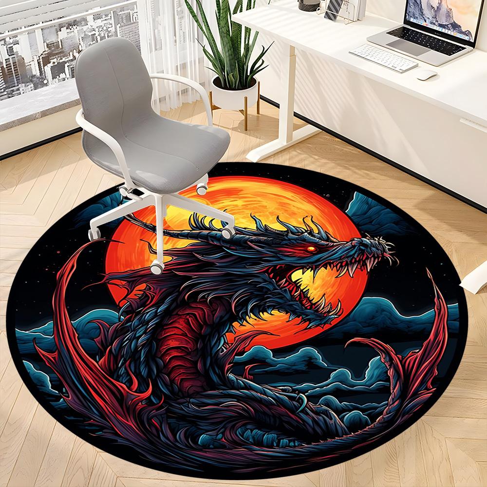 1pc Dragon Artwork Chair Carpet for Office Non-Slip, Machine Washable Rug for Office, Room - Holiday Decor, Machine Made Yy251016064
